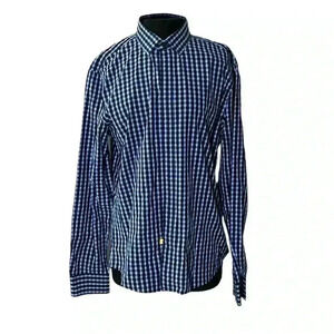Armani Exchange Plaid Check Button Front Casual Top Size 16.5-17
